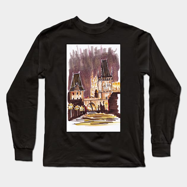 Charles bridge, Prague Long Sleeve T-Shirt by PolSmart